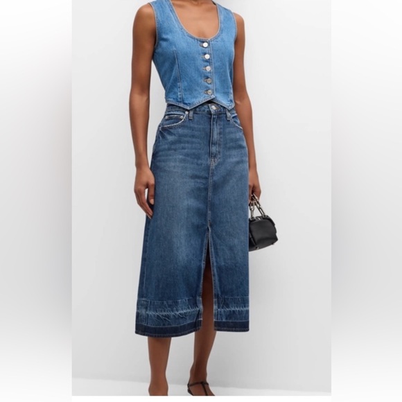 NWOT Simkhai size S Della Release-hem denim midi skirt - Picture 1 of 10